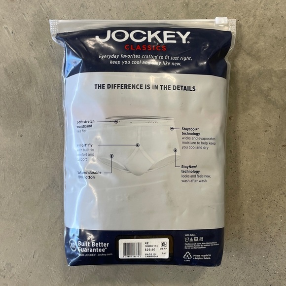 Jockey Classics Men Full Rise Briefs Size 42 Multicolor NWT Big Man - Picture 4 of 4